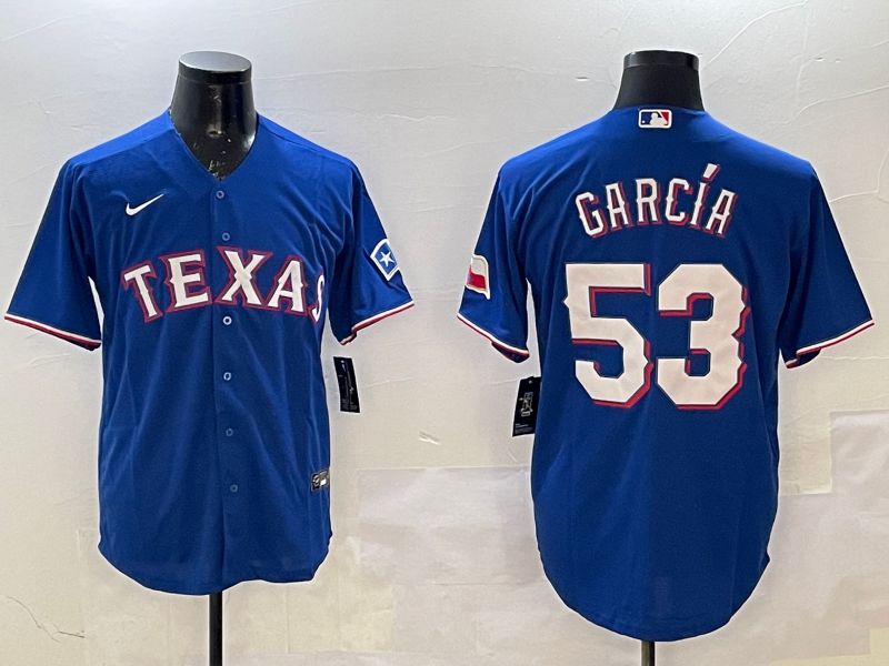 Men Texas Rangers #53 Garcia Blue Game 2025 Nike MLB Jersey style 1